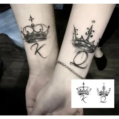 Komplet 2 tattoo začasnih nalepk KING QUEEN